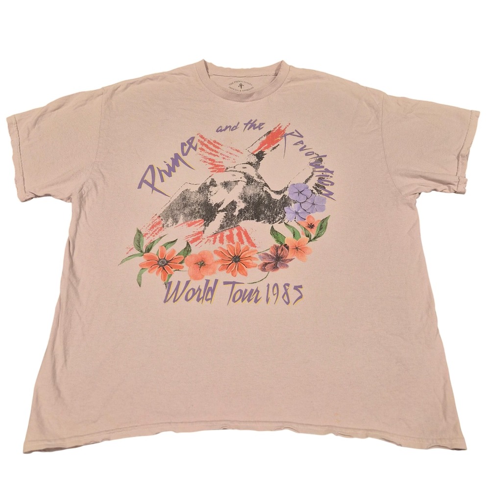 Prince and the Revolution World Tour 1985 Graphic T-Shirt L/XL Pink 80s Rock